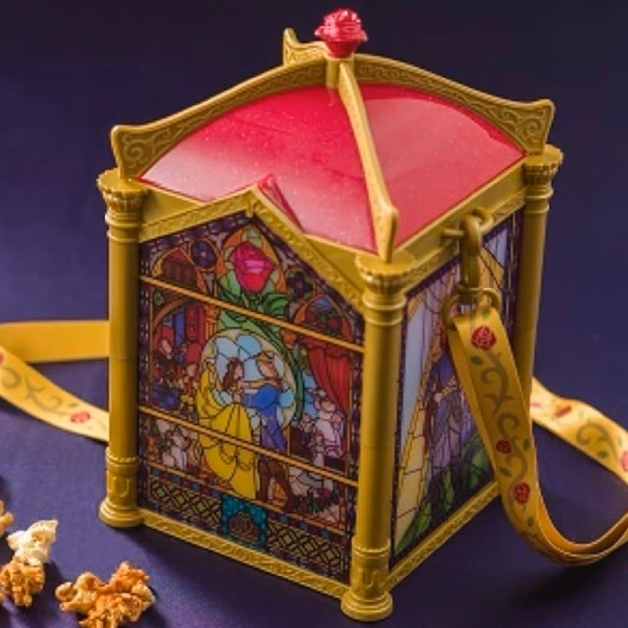 New & Exclusive Beauty and the Beast Lighting Up Stained Glass Design Popcorn Bucket