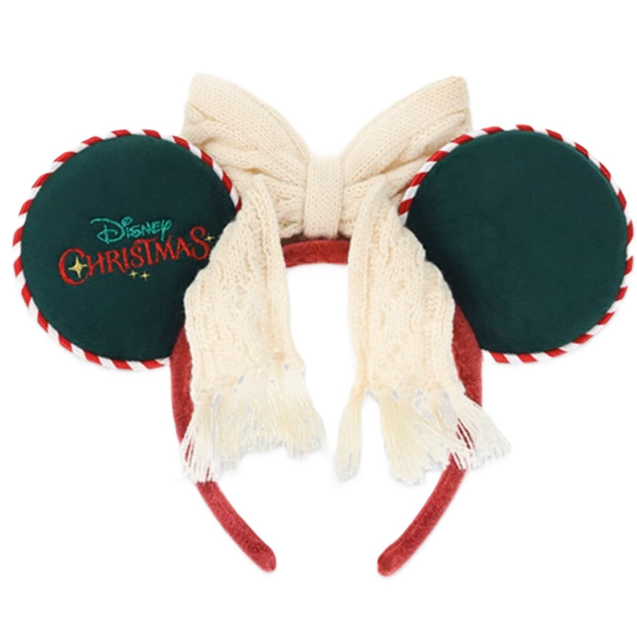 TDR 2025 Christmas Minnie Mouse Ear Headband with Knit Bow