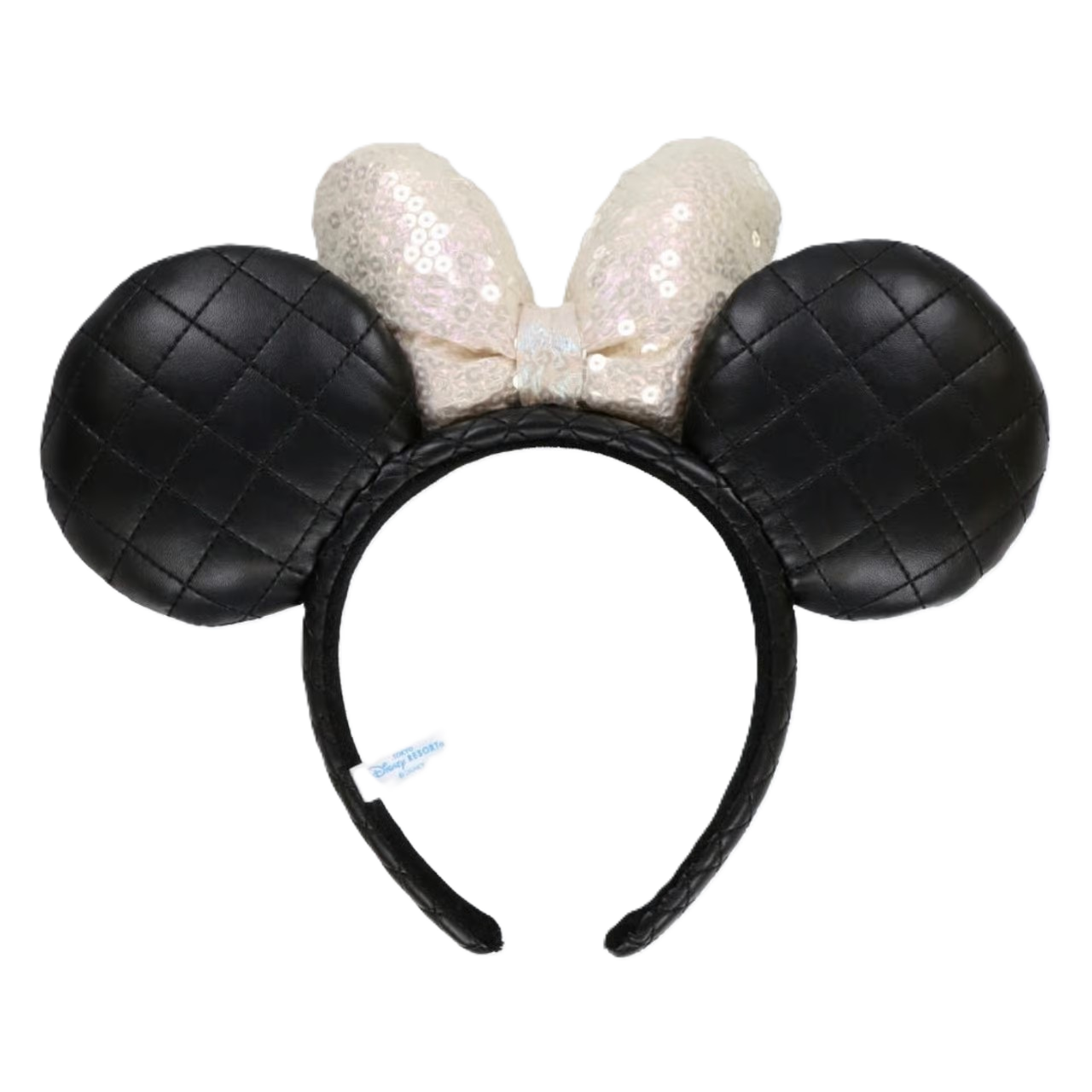 TDR Minnie Quilted Leather Pearl Ears Headband Black