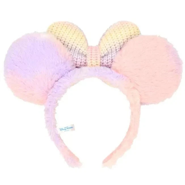 TDR Knit Bow Fluffy Ears Headband Minnie Pastel