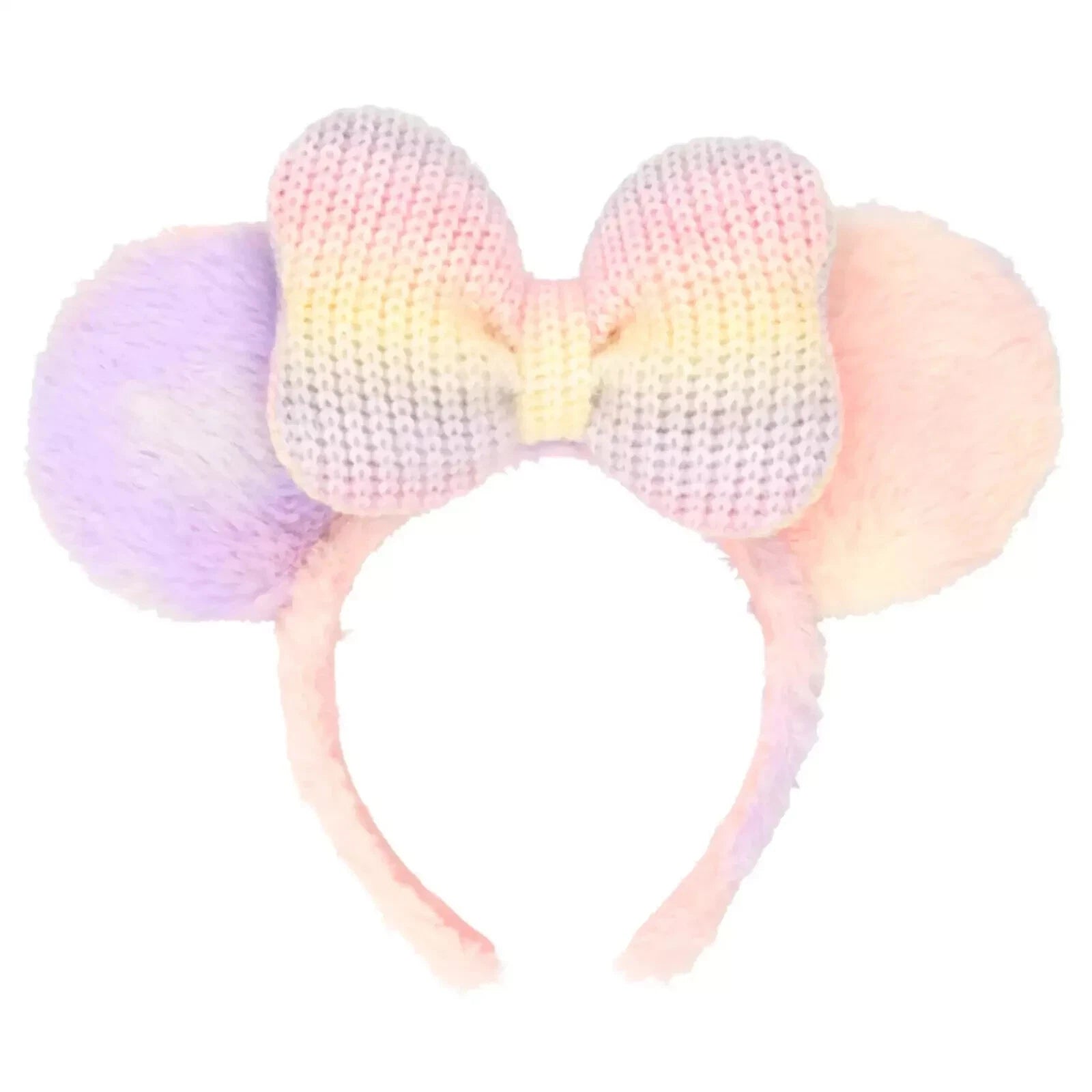 TDR Knit Bow Fluffy Ears Headband Minnie Pastel